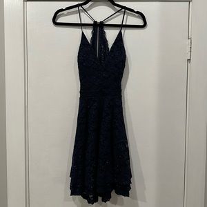 Windsor Dark Blue Spaghetti Strap Open Back Dress Women’s Small